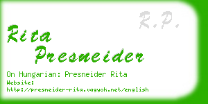 rita presneider business card